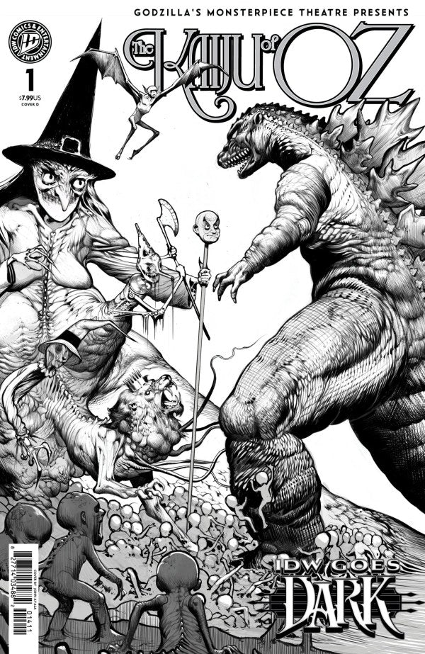 Godzilla vs. America: New York City #1 Cover D John Ayala Black & White IDW Goes Dark Variant