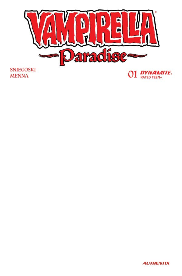 Vampirella: Paradise #1 Cover G Blank Authentix Variant