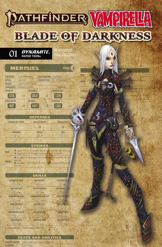 Pathfinder / Vampirella: Blade of Darkness #1 Cover C Wayne Reynolds Character Sheet Variant