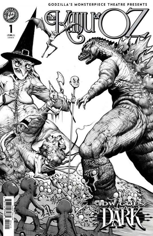 Godzilla vs. America: New York City #1 Cover D John Ayala Black & White IDW Goes Dark Variant