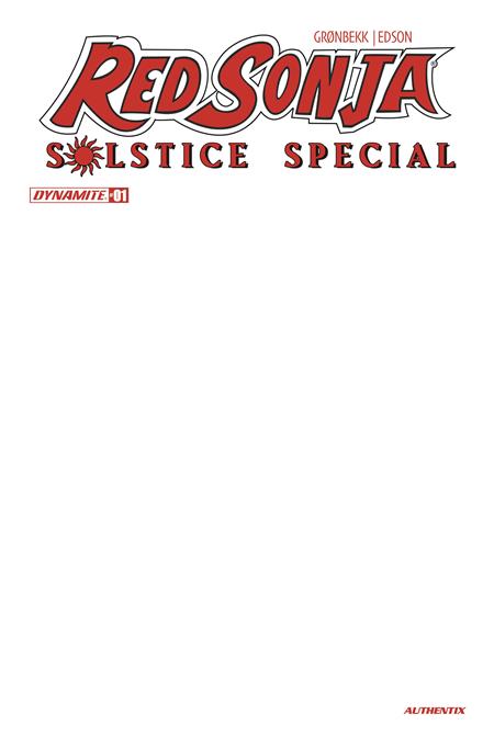 Red Sonja: Solstice Special #1 Cover D Blank Authentix Variant