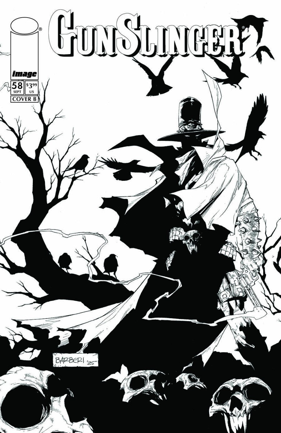 Gunslinger Spawn #58 Cover B Carlo Barberi Black & White Variant