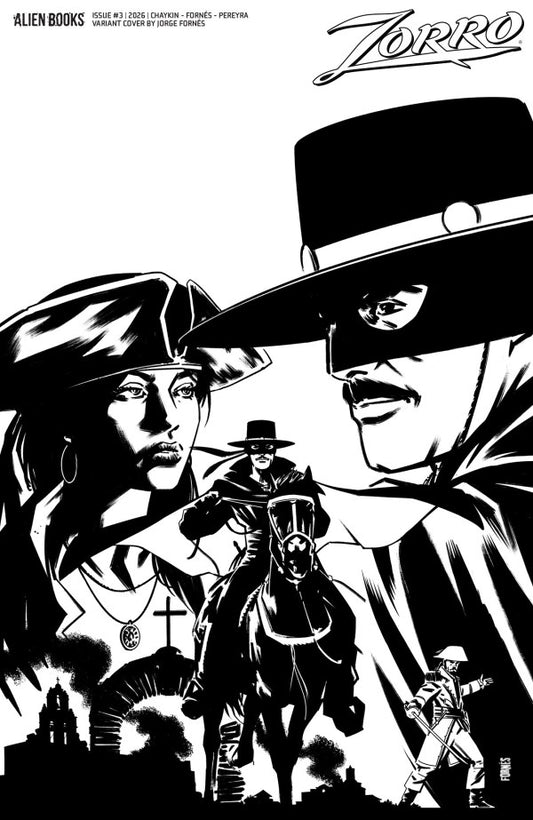 Zorro #3 Cover D Jorge Fornés Black & White Variant