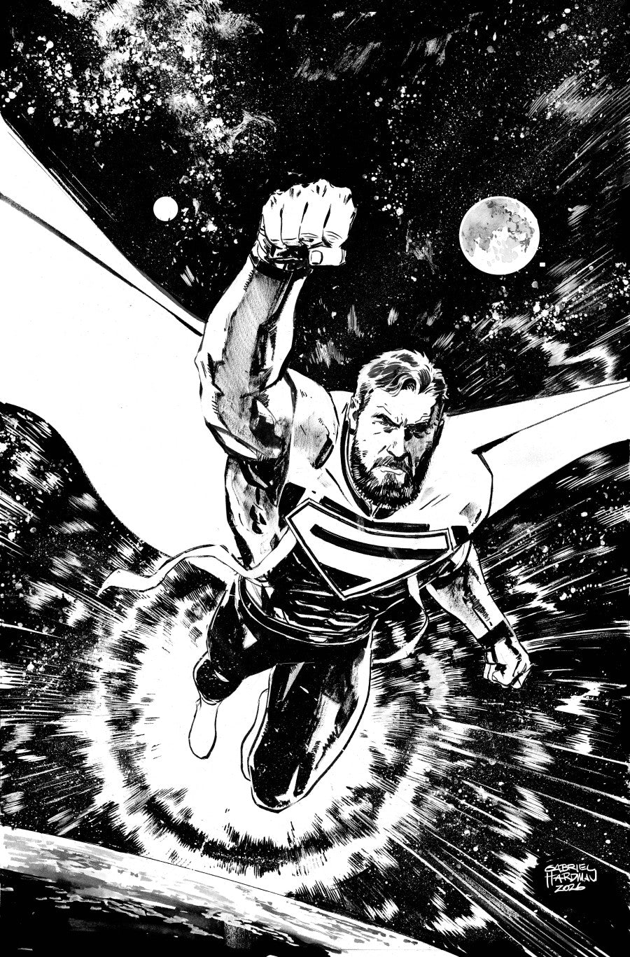 Superman: Father of Tomorrow #6 Cover B Gabriel Hardman Black & White Variant